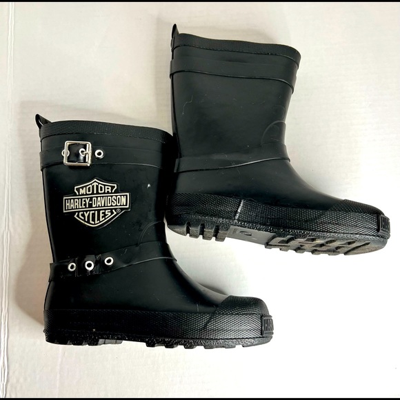 Harley-Davidson Other - Kids Harley Davidson Motorcycle Boots Black Rubber Size 11/12
